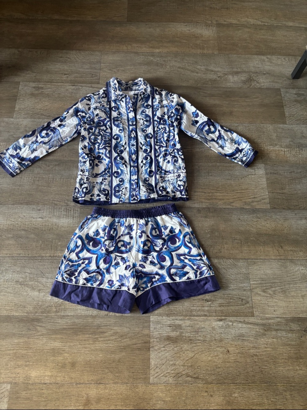 Dolce & Gabbana Blue & White Printed Pajama Set